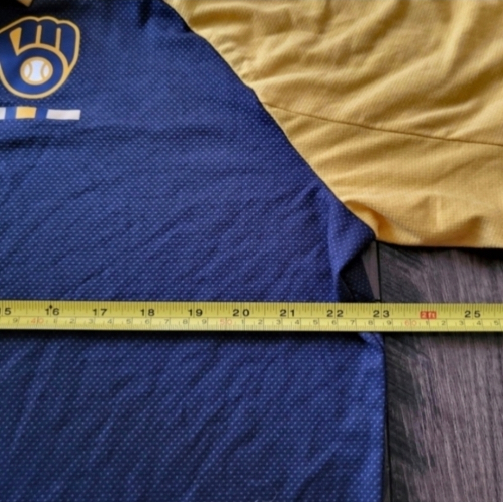 Nike MLB Milwaukee Brewers Blue and Yellow Golf Polo Men Large NWT 102025 - Picture 6 of 9